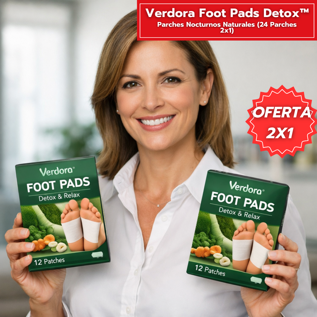Verdora Foot Pads Detox - Parches Nocturnos Naturales (24 Parches 2x1)