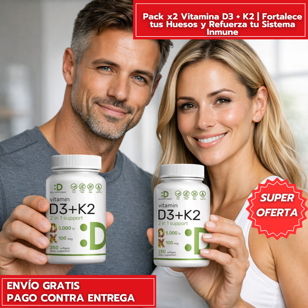 Pack x2 Vitamina D3 + K2 - Fortalece tus Huesos y Refuerza tu Sistema Inmune