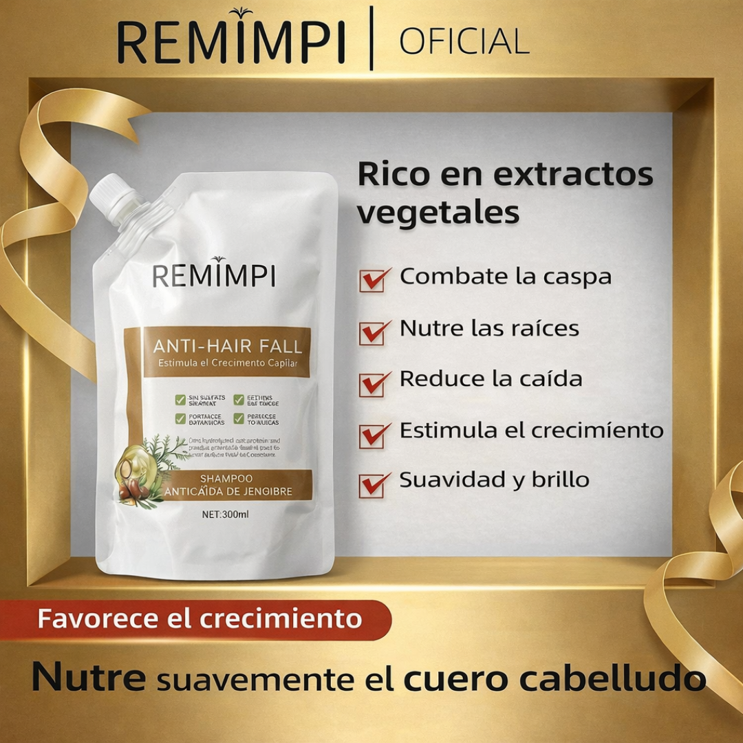 REMIMPI Anticaída de Jengibre - Fortalece, Repara y Estimula el Crecimiento