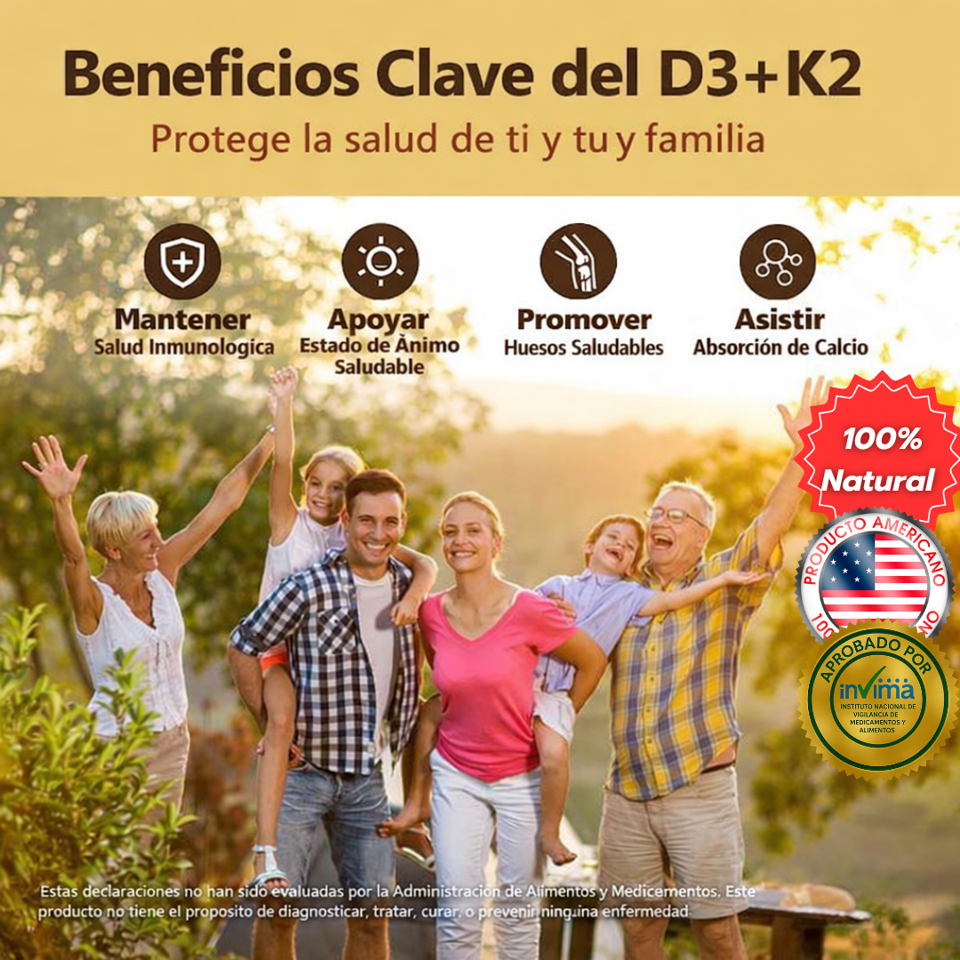 Pack x2 Vitamina D3 + K2 - Fortalece tus Huesos y Refuerza tu Sistema Inmune