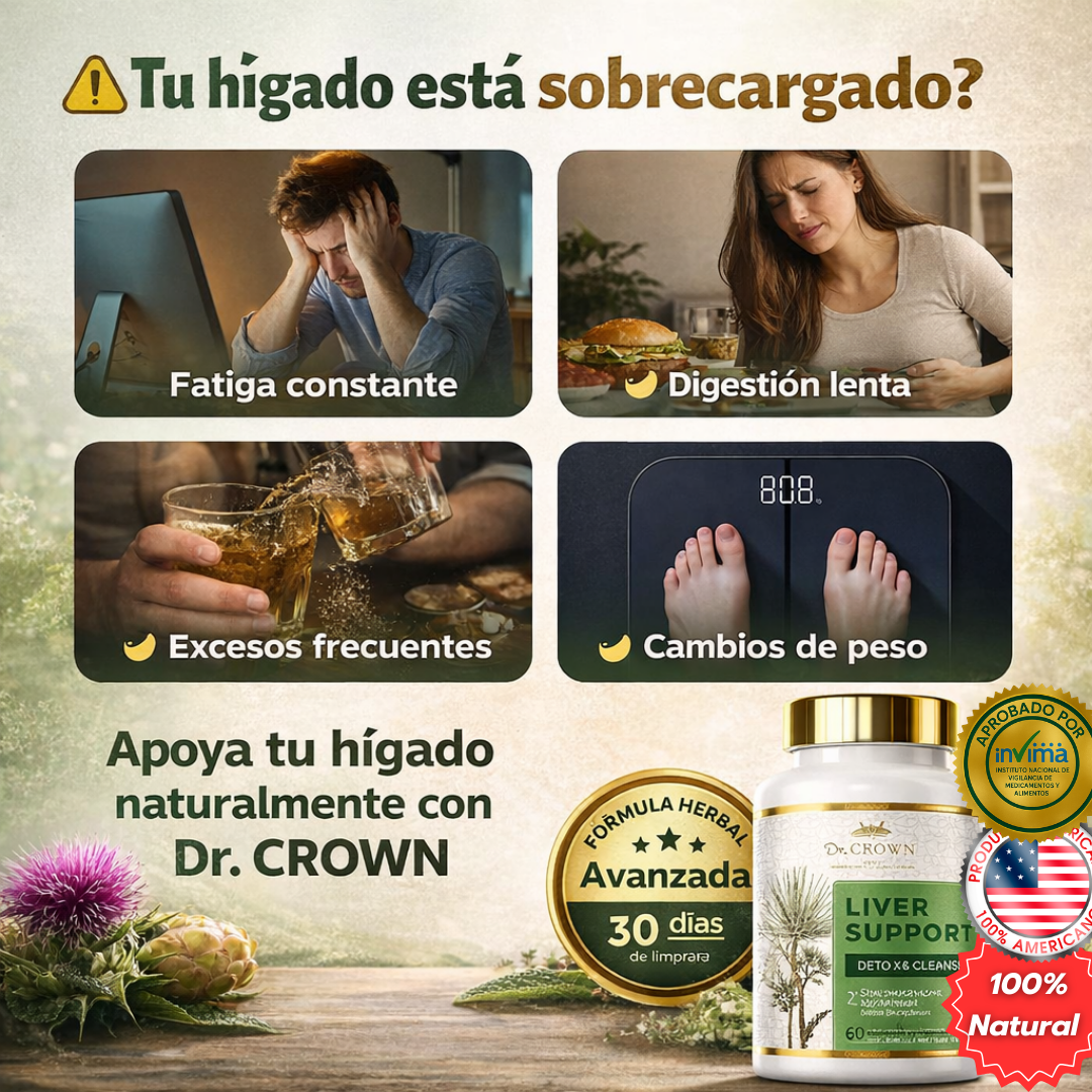Dr. CROWN Liver Support – Detox Hepático Avanzado y Energía Natural 30 Días
