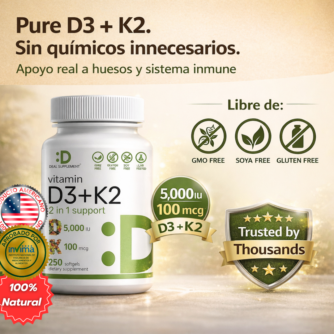 Pack x2 Vitamina D3 + K2 - Fortalece tus Huesos y Refuerza tu Sistema Inmune