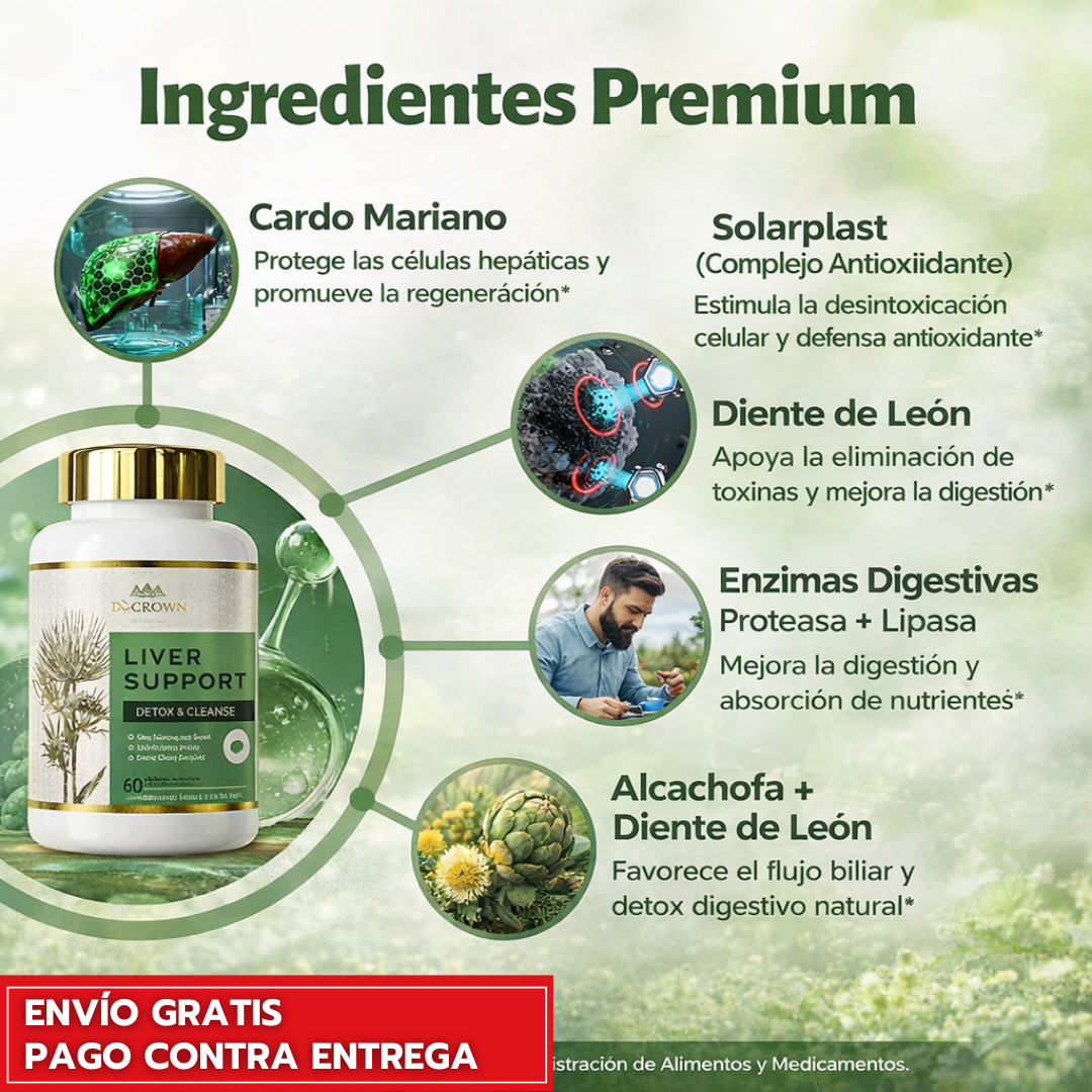 Dr. CROWN Liver Support – Detox Hepático Avanzado y Energía Natural 30 Días