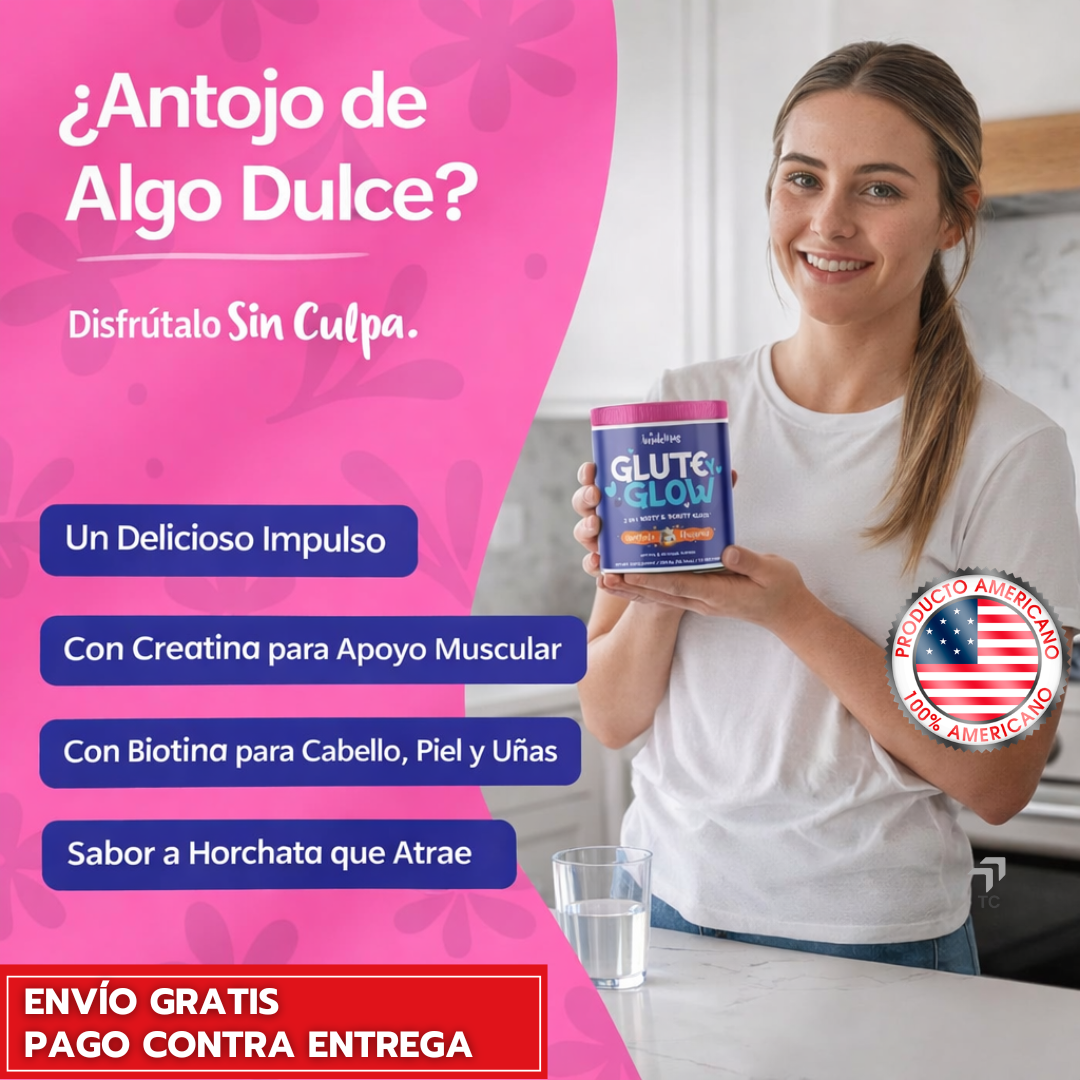 Glute Y Glow™ – Creatina + Biotina para Mujeres | Fuerza, Glúteos y Belleza 2 en 1