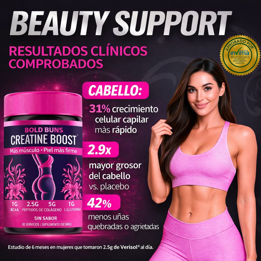 Bold Buns Creatina Boost | Fórmula de Creatina, Colágeno y Aminoácidos
