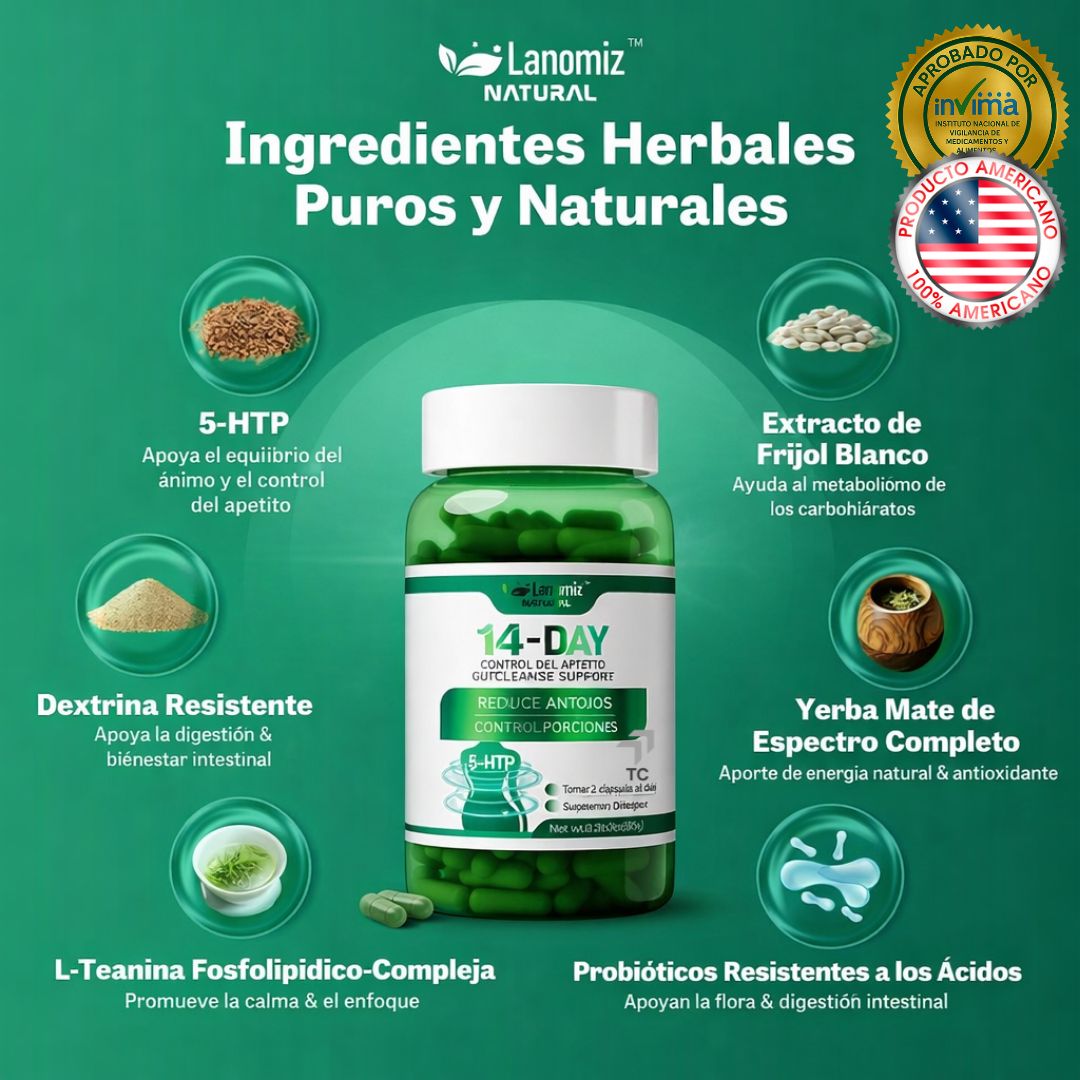 LANOMIZ™ Control de Antojos + Balance Intestinal (14 Días)