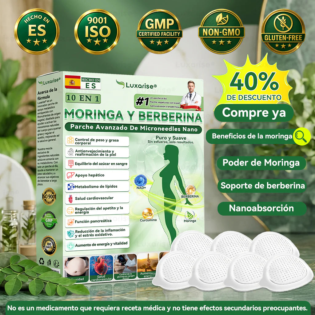 30 Parches Naturales Moringa y Berberina - Una vez al día.